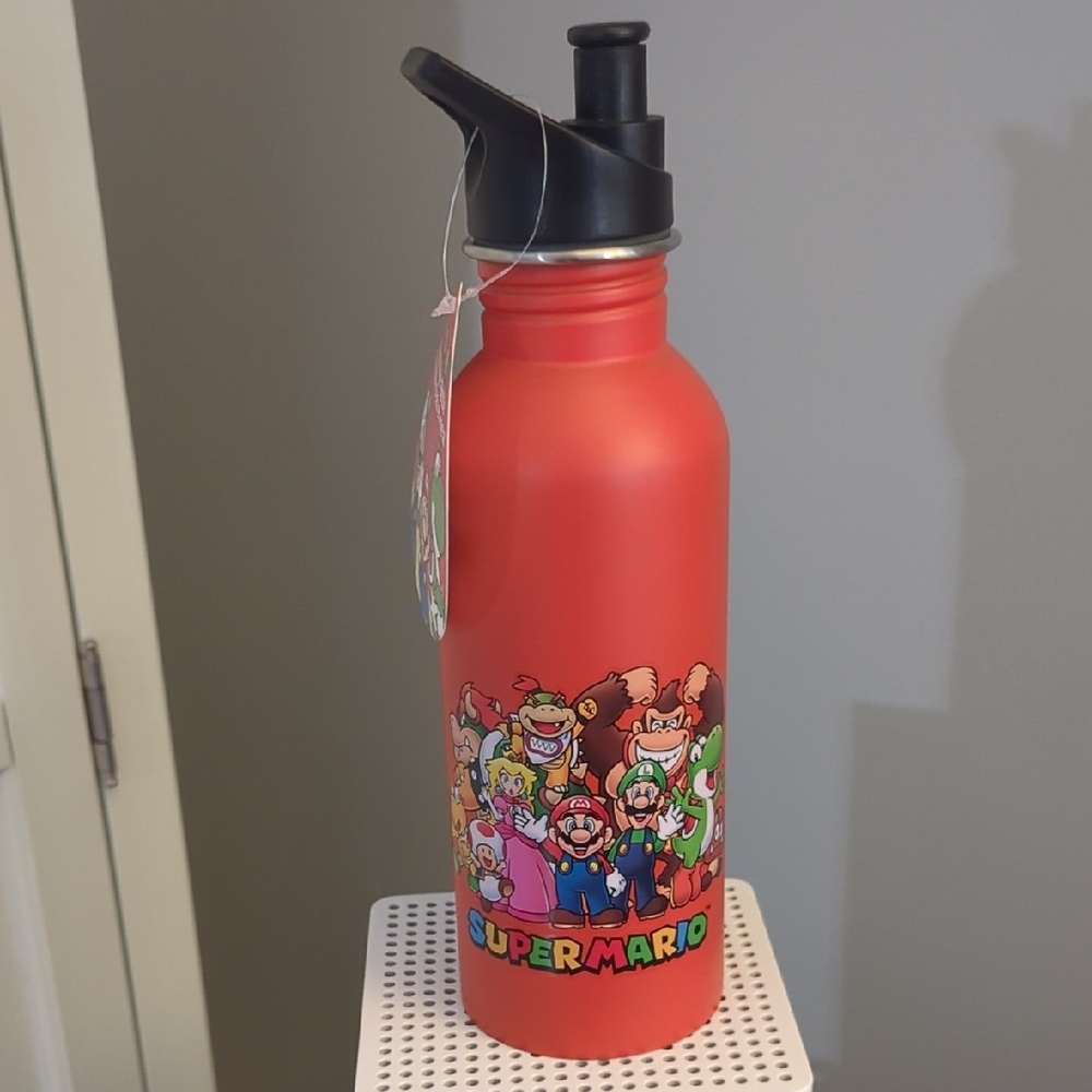 2 Super Mario Red Metal Water Bottles